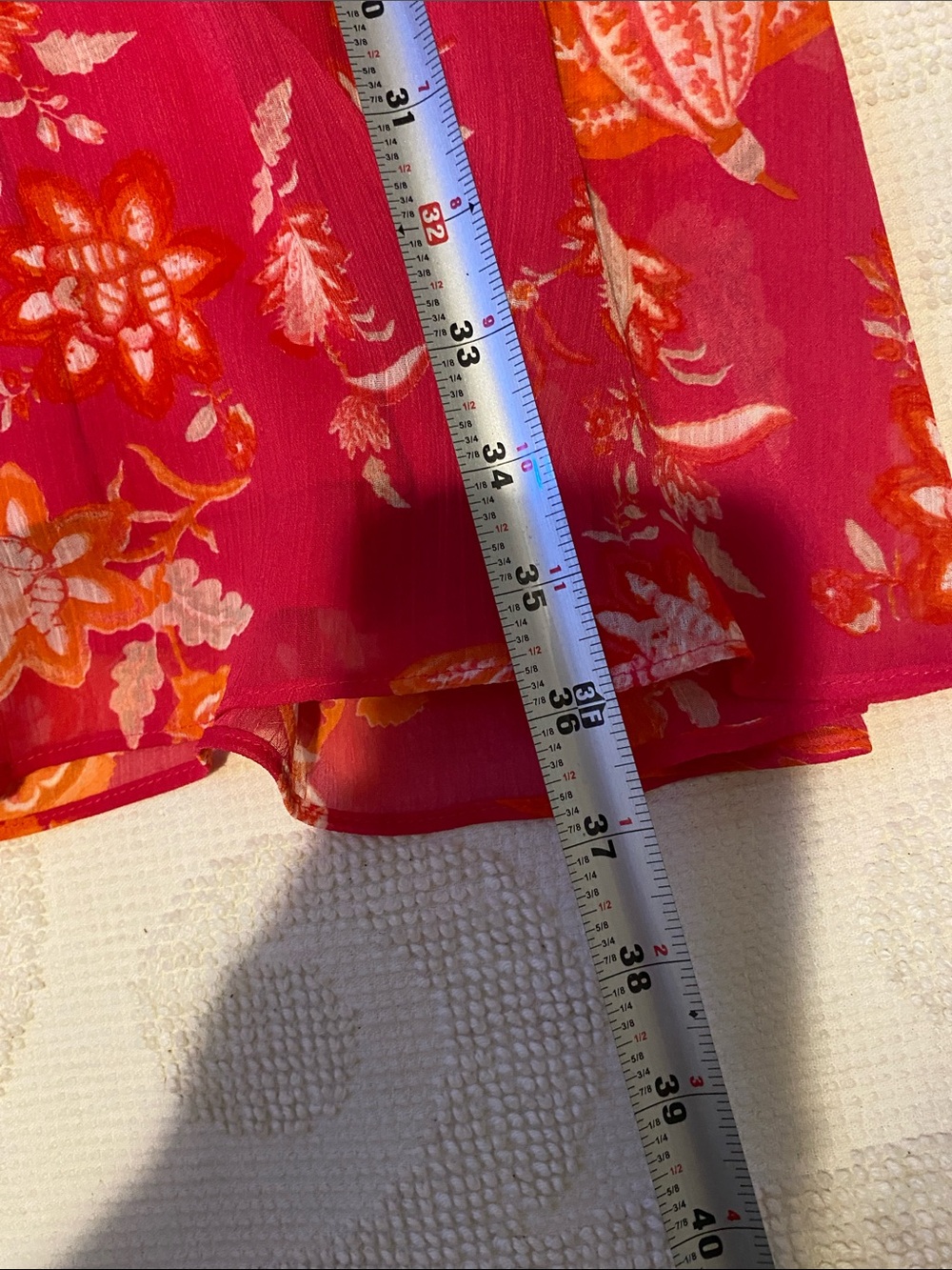 Chaps Dark Pink Floral Sleeveless Shift Dress with Orange & Cream Accents - Picture 8 of 9